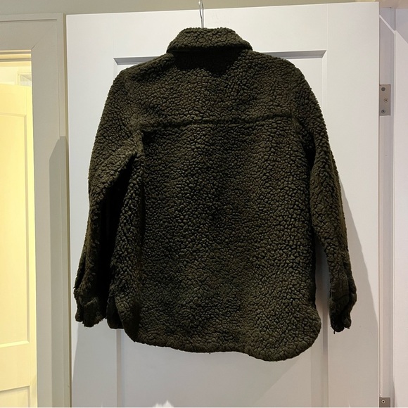 COS Green Wool Blend Oversized Relaxed Fit Teddy Jacket - Picture 4 of 8